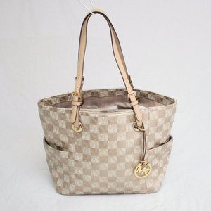 Michael Kors Rose Gold Checkerboard Jet Set Tote